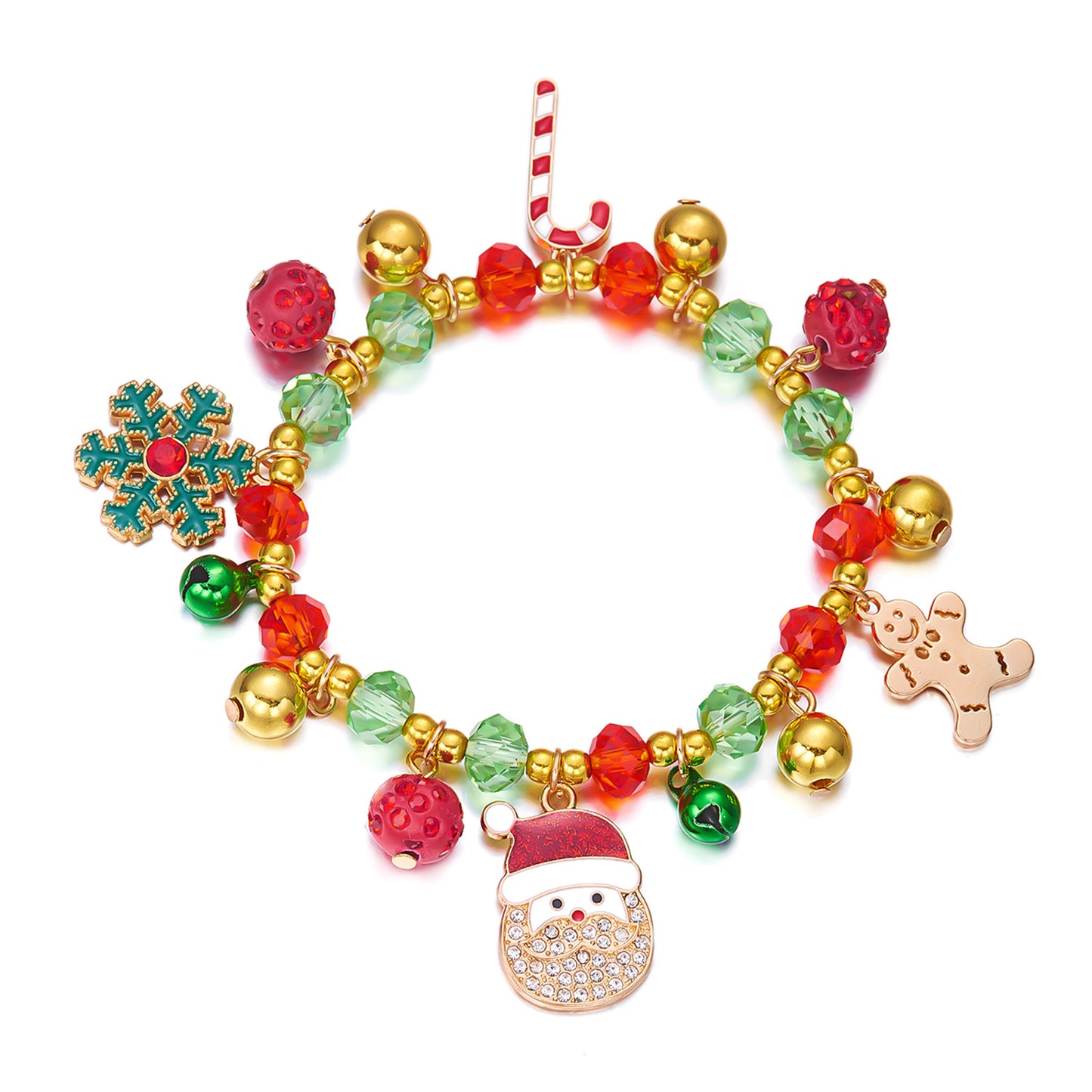 Juego de pulseras temáticas navideñas con dijes de Papá Noel, copo de nieve y árbol de Navidad, pulsera artesanal de aleación de zinc unisex para regalos navideños