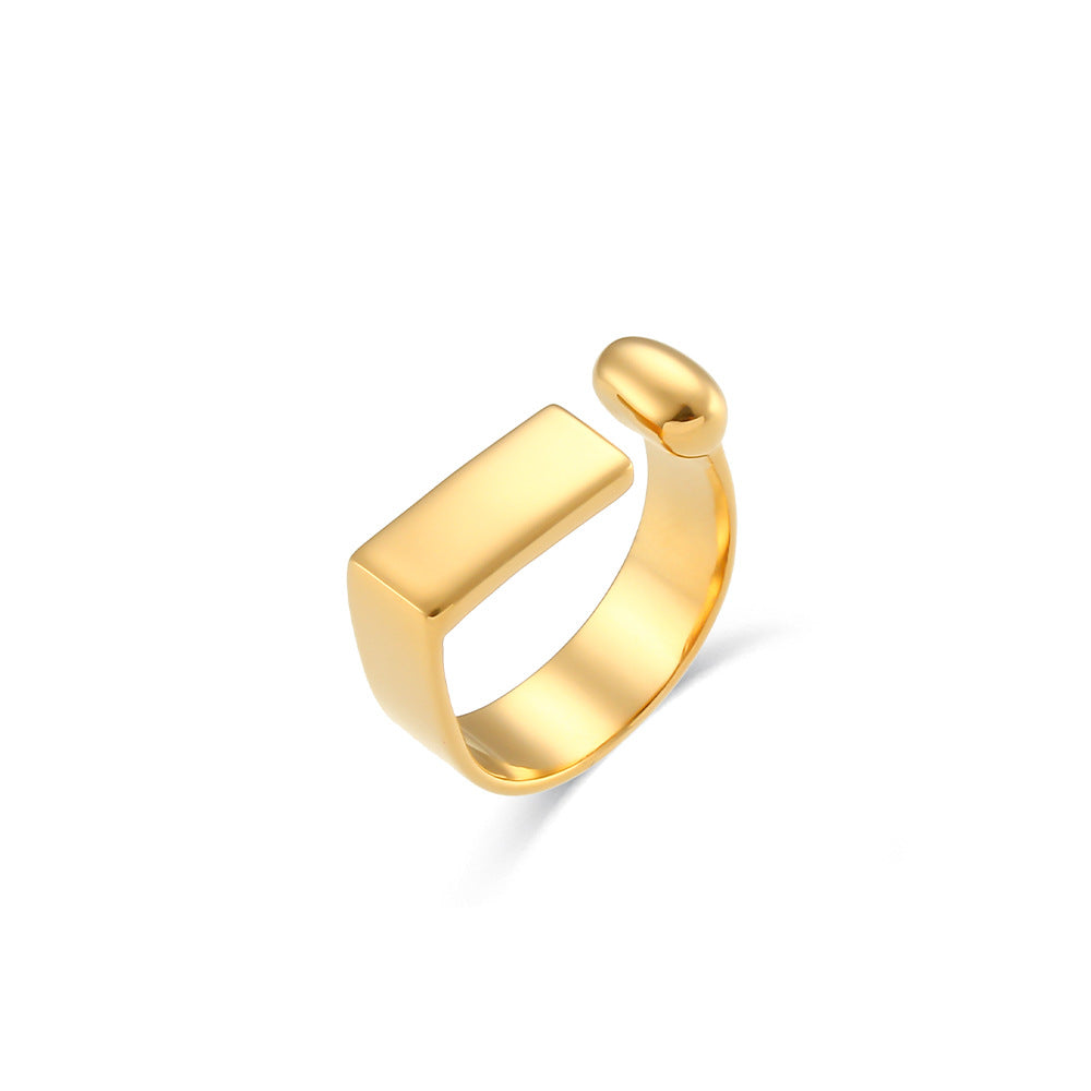 Anillo de acero inoxidable geométrico de moda con baño de oro de 18K para mujer