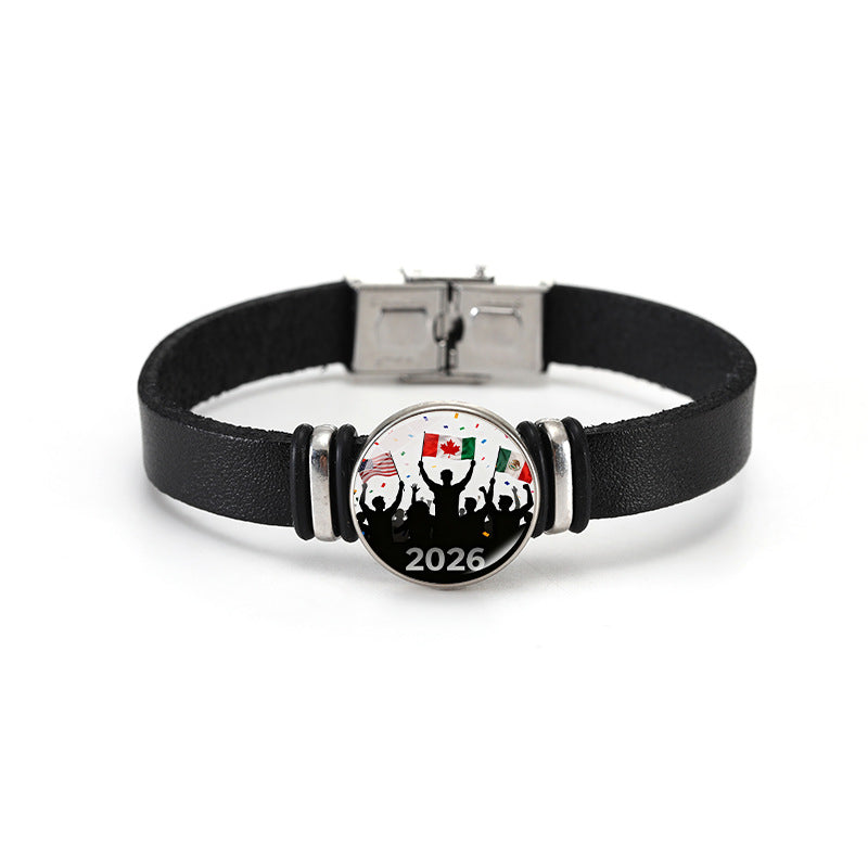 Geometric Plated Leather Bracelet Unisex Fashion Bangle