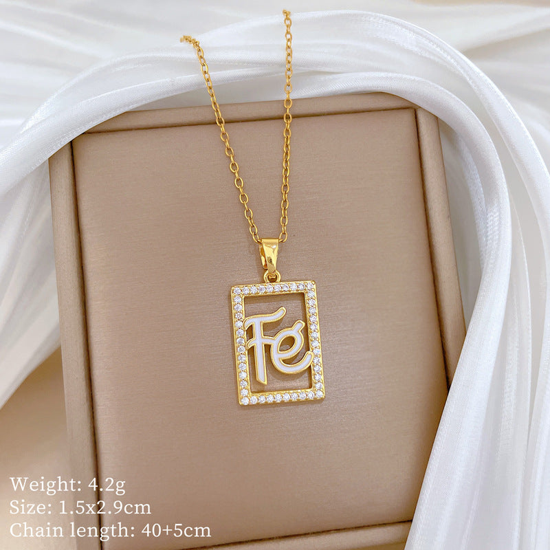 Sweet Cartoon Animal Micro-Inlaid Cubic Zirconia Brass Pendant Titanium Steel Necklace for Unisex