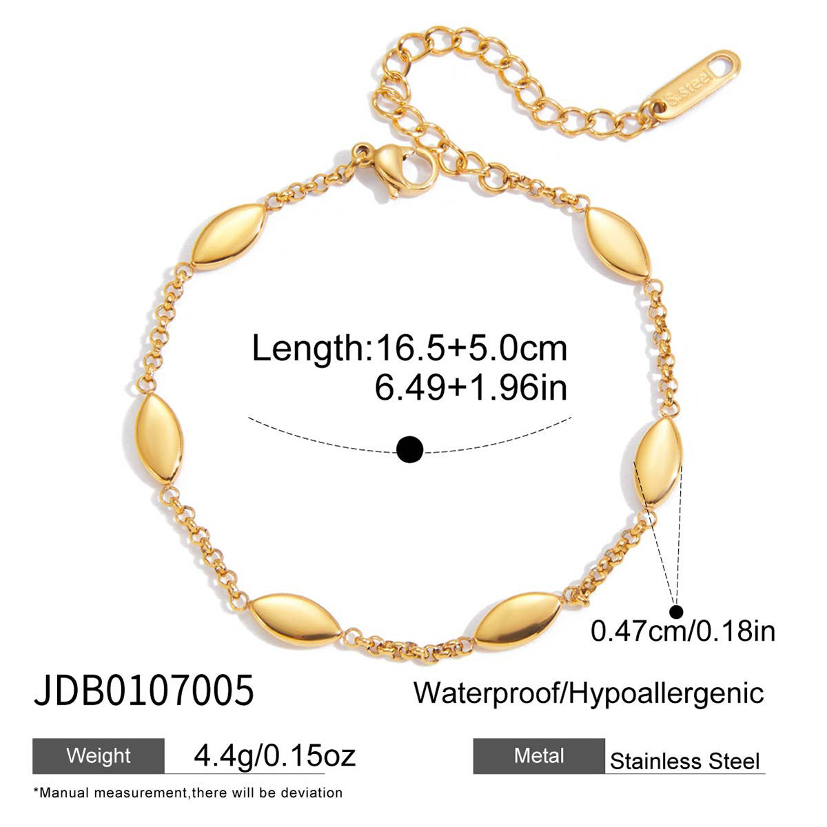 Geometric Wave Plated Stainless Steel Bracelet for Women