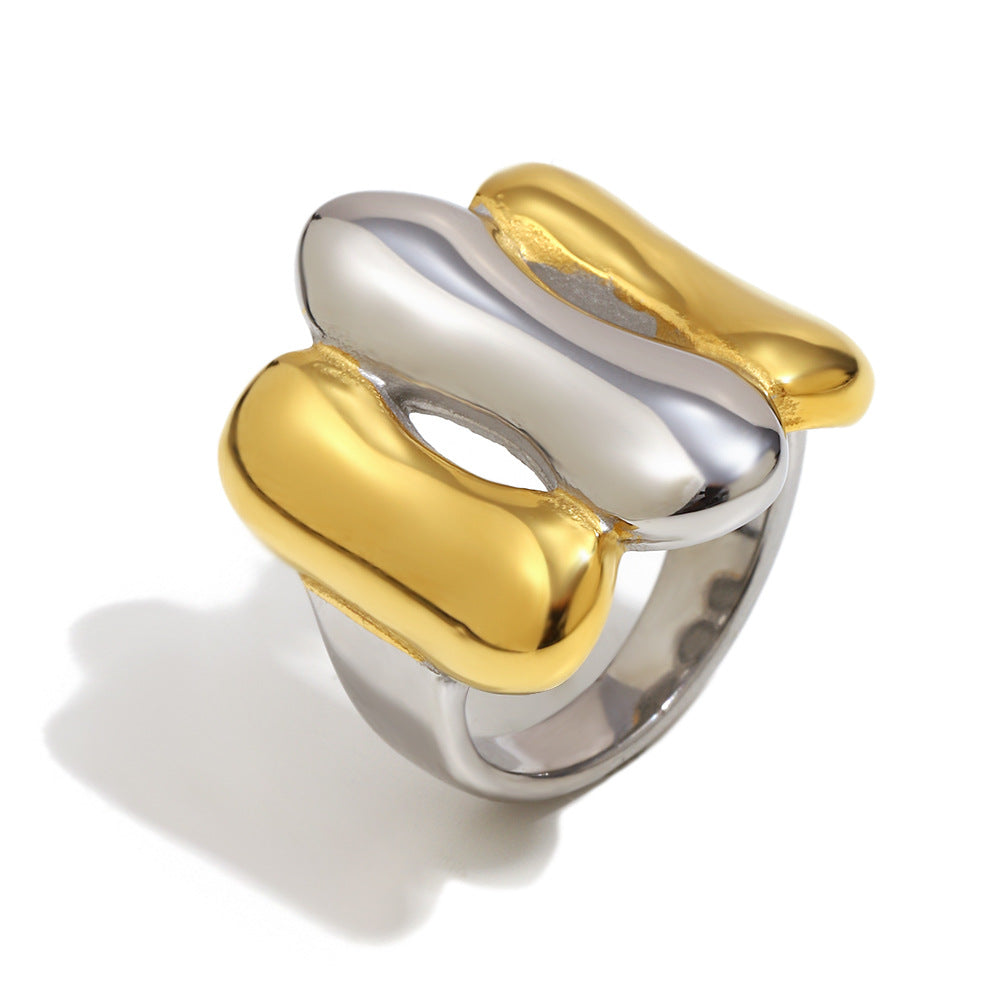 Anello Minimalista Geometrico in Acciaio Inossidabile Placcato Oro 18K da Donna