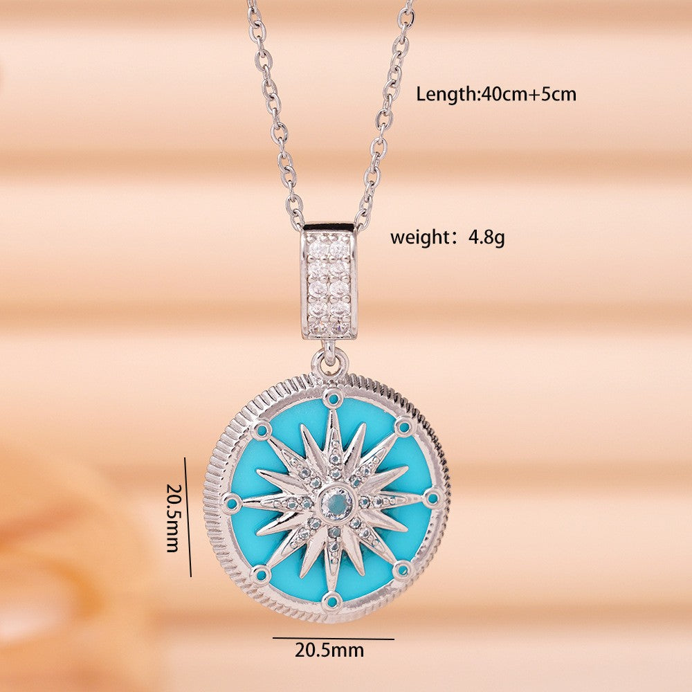 Light Luxury Star-Shaped Pendant Necklace for Women with 18K Gold Plated Copper and Titanium Steel O-Chain