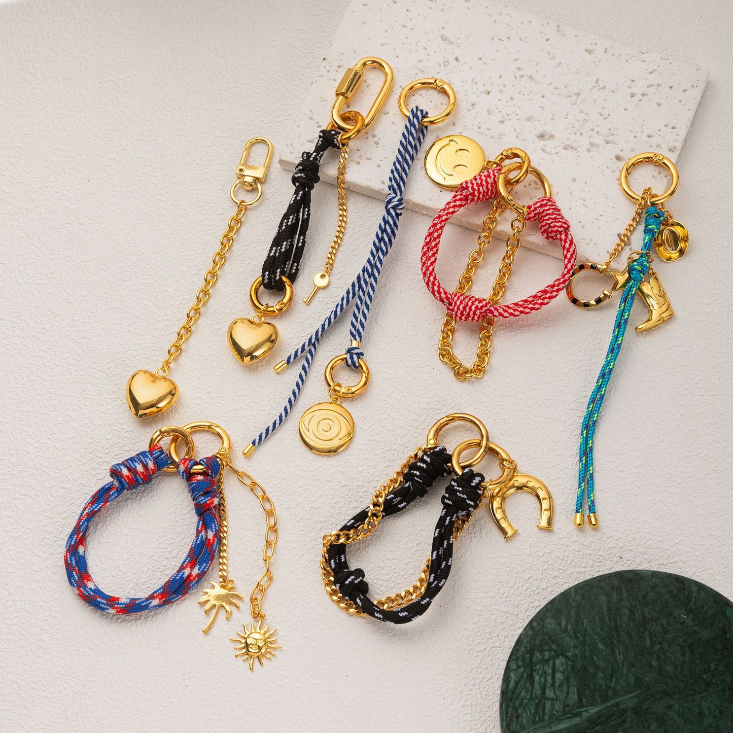 Vintage Elegant Minimalist Oval Geometric Brass Plated Bag Charm