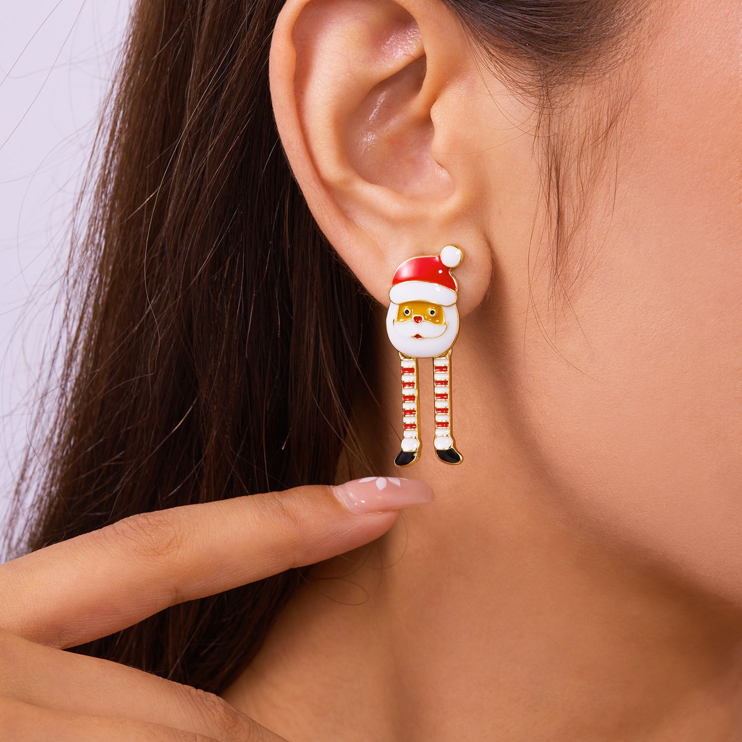 Whimsical Christmas Santa Claus Earrings for Women Alloy Studs with Enamel Finish Festive Holiday Jewelry