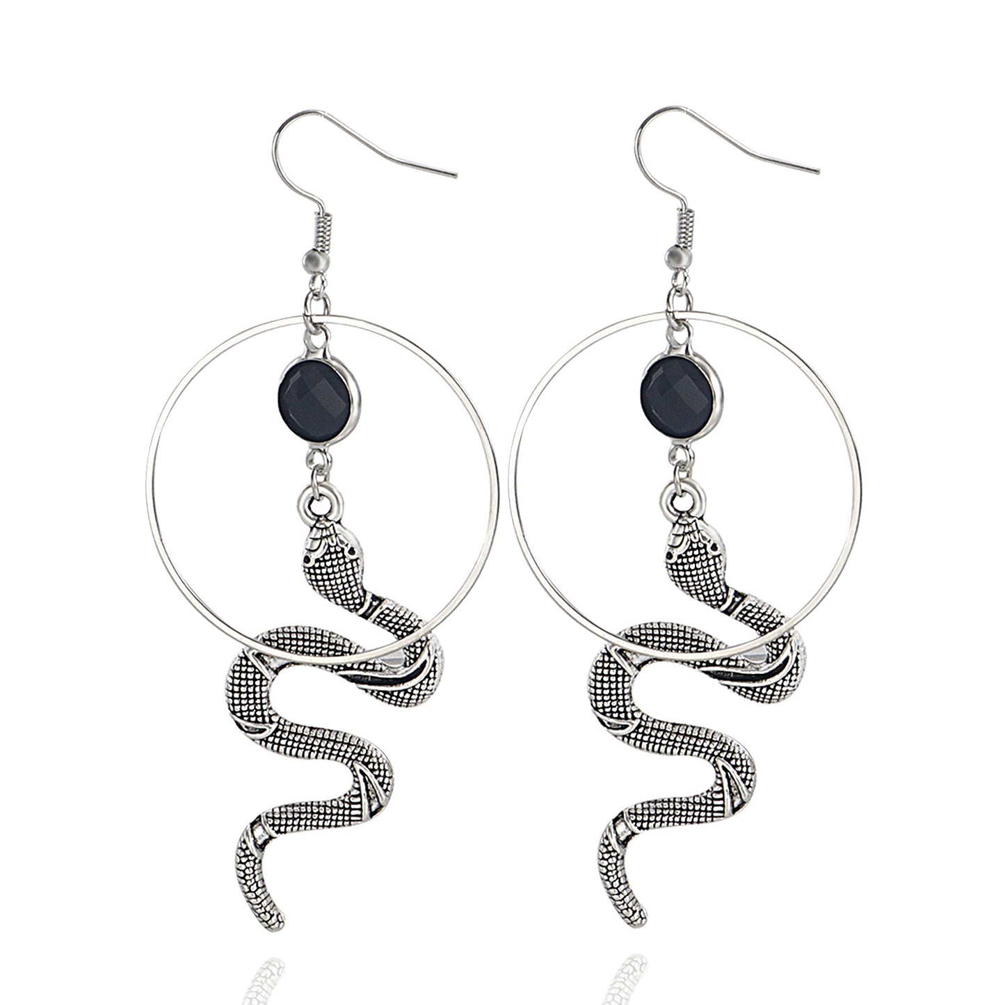 Minimalist Geometric Snake-Shaped Alloy Earrings with Rhinestone Inlay for Women