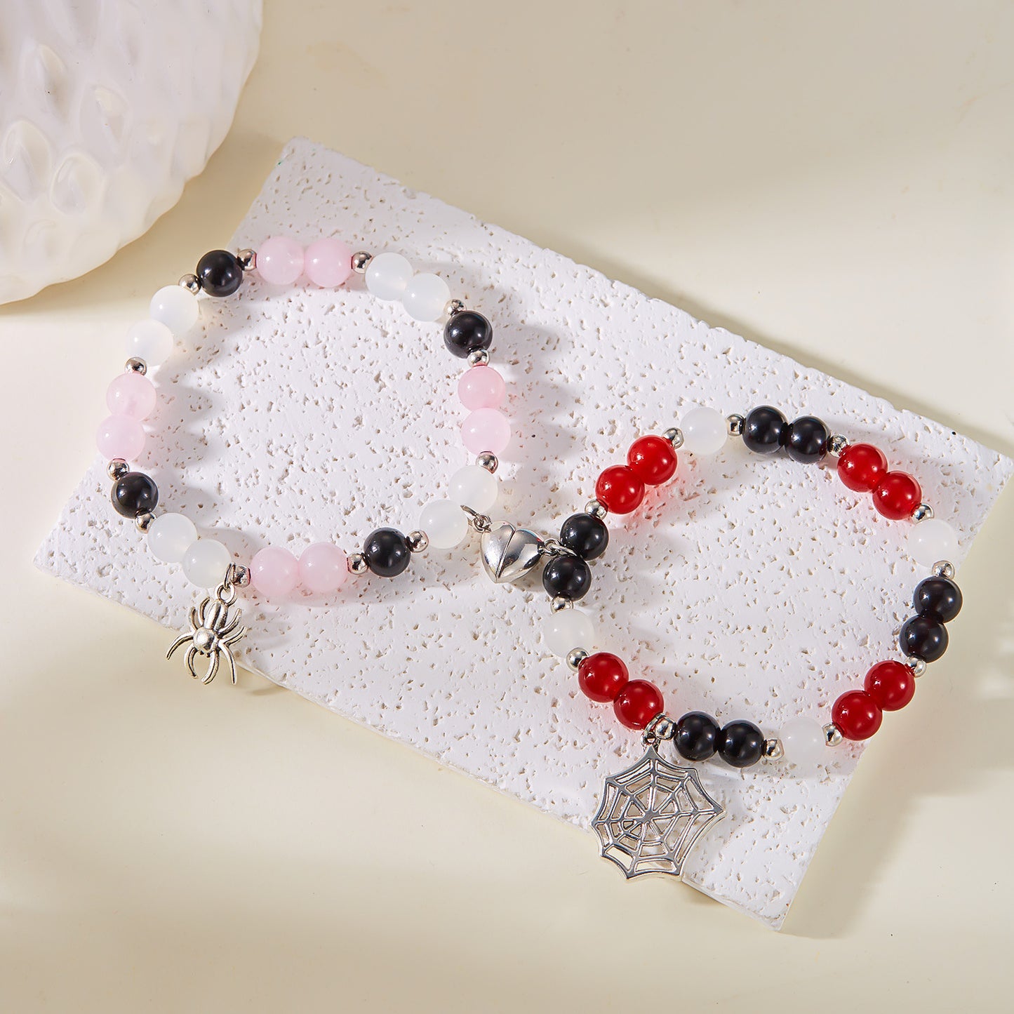 Pulsera de Halloween con Colgante de Araña y Cuentas de Cristal Multicolor, Aleación, Joyería Hecha a Mano para Parejas, Unisex, Regalo para Fiesta de Festival
