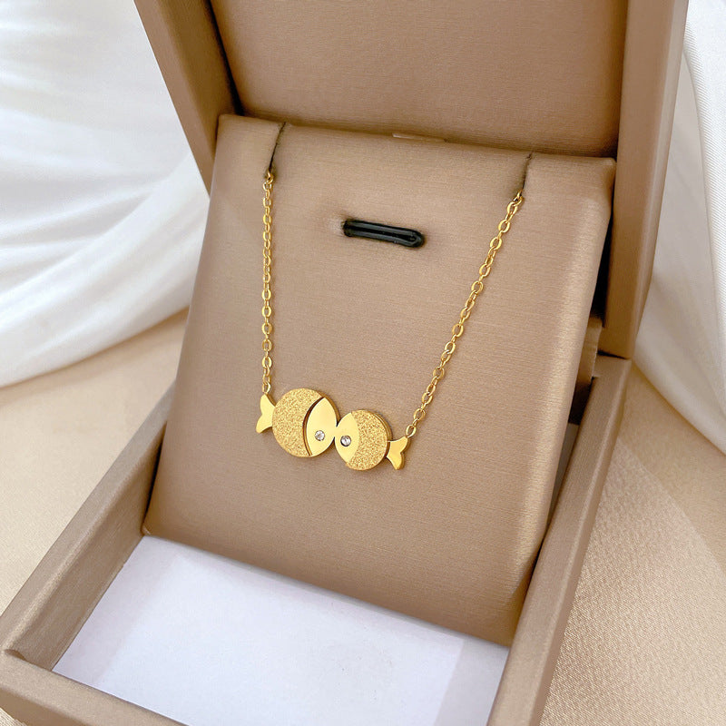 Geometric Minimalist Titanium Steel Plated Necklace with Stainless Steel 304 Pendant for Unisex