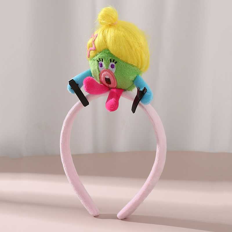 Fascia per capelli per bambini a forma di topo da cartone animato, in tessuto con rivestimento in resina e bordo in pizzo