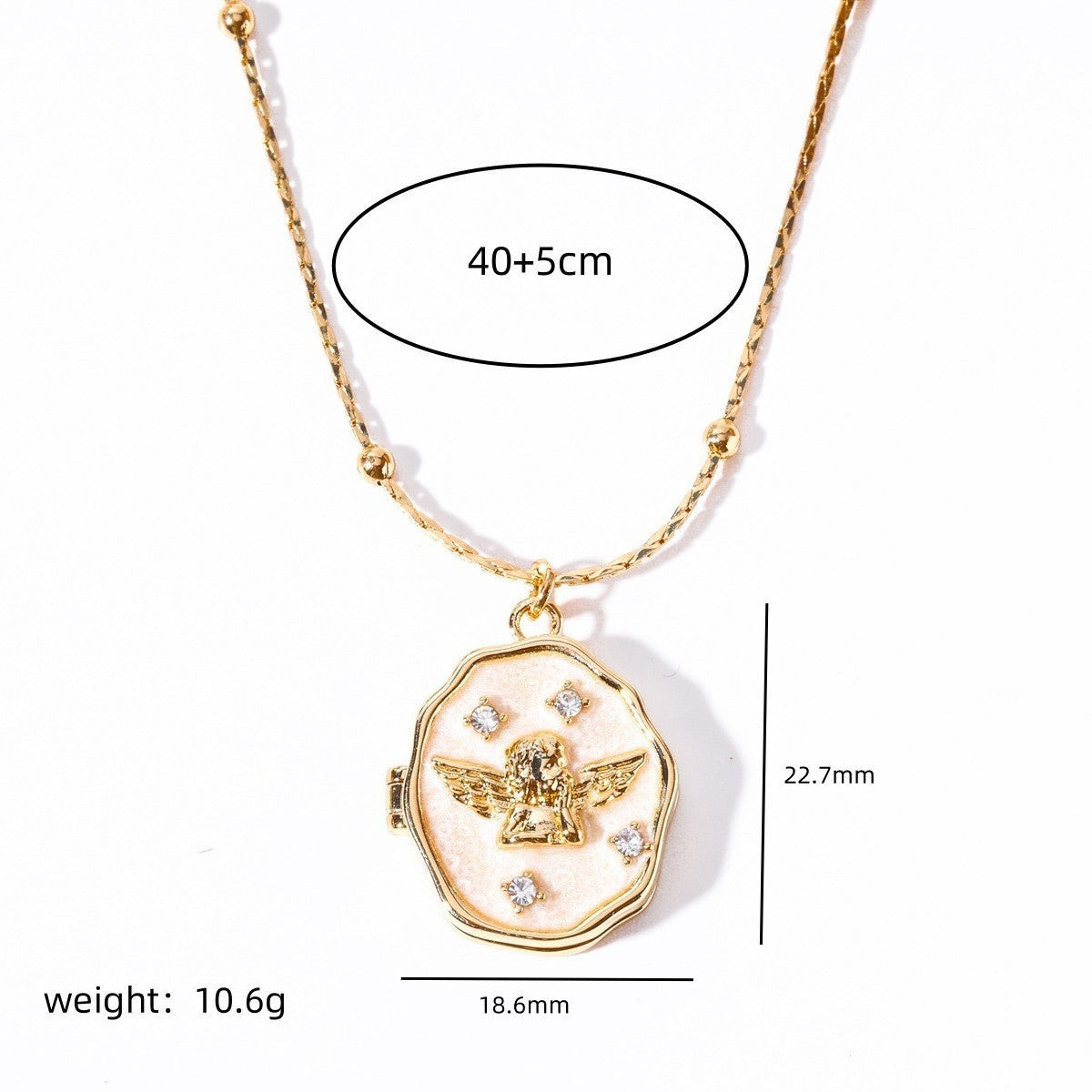 Collana di lusso con ciondolo apribile a forma di angelo per foto da donna, in acciaio al titanio, catena a O geometrica con ciondolo in acciaio inossidabile