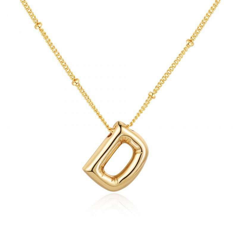 Gold Plated Brass Letter Pendant Necklace for Women