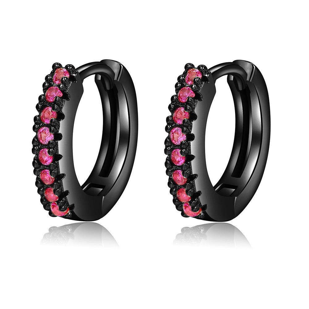 Minimalist Geometric Round Micro-Paved Cubic Zirconia Brass Hoop Earrings