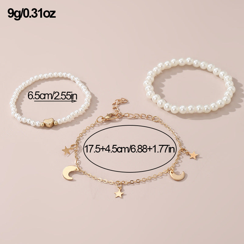 Set di bracciali con stella minimalista in lega per ragazze, gioielli fatti a mano con perline