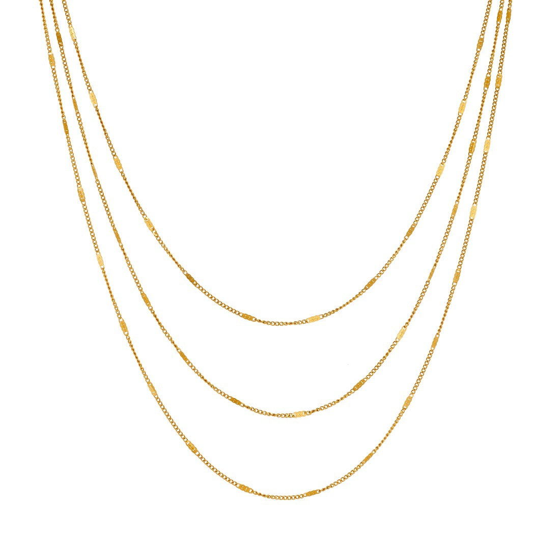 Casual Minimalist Gold Plated Stainless Steel Multi-Layer Necklace for Women