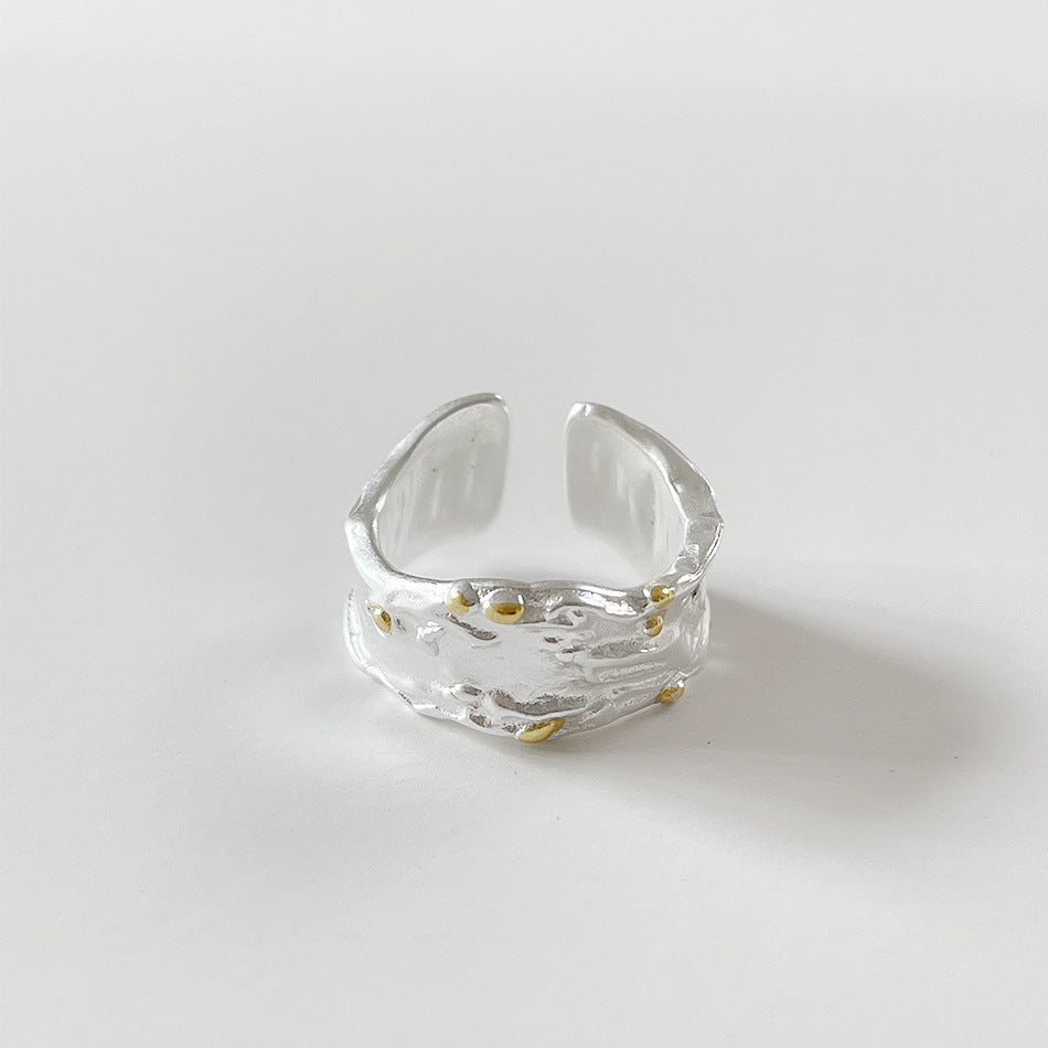 Irregular Textured Wrinkled S925 Sterling Silver Ring for Women Original Design