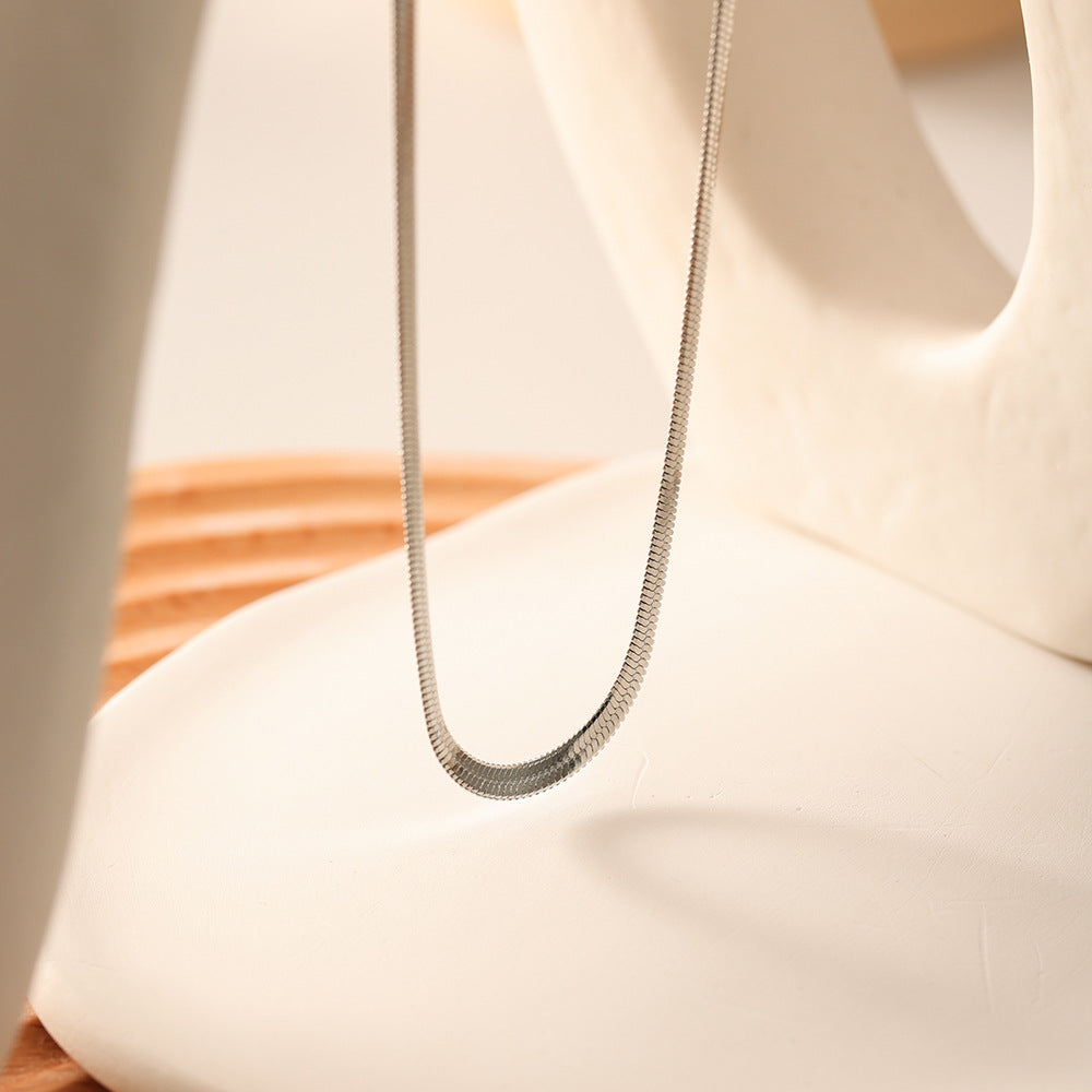 Minimalist Geometric Titanium Steel Plated Snake Chain Necklace for Women