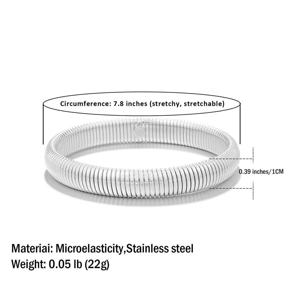 Vintage Punk Striped Round Plated Alloy Elastic Bangle Bracelet