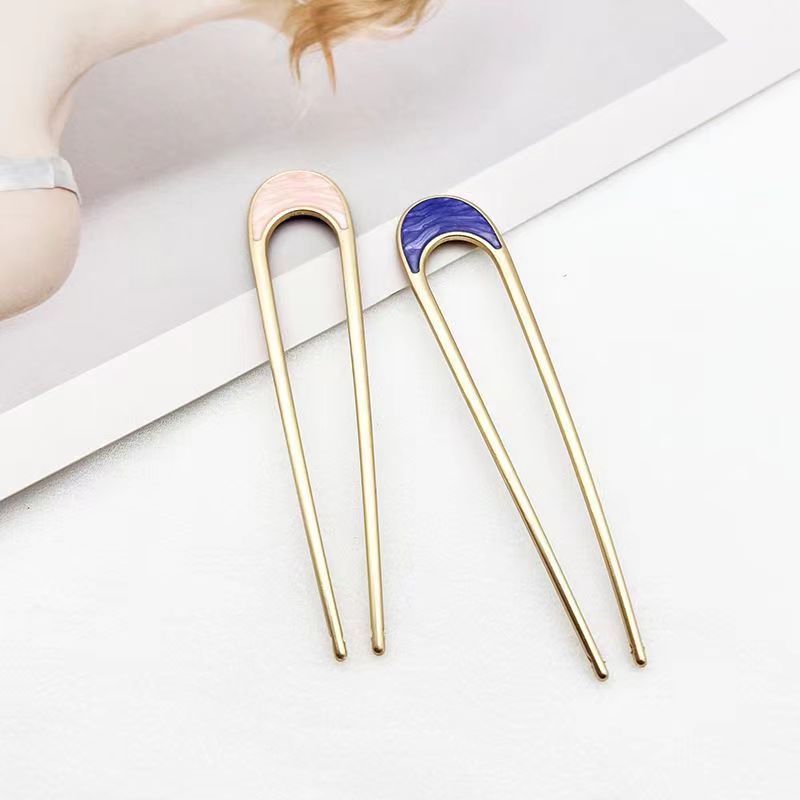 Minimalist Geometric Alloy Plated Hair Fork U-Shaped Hair Pin