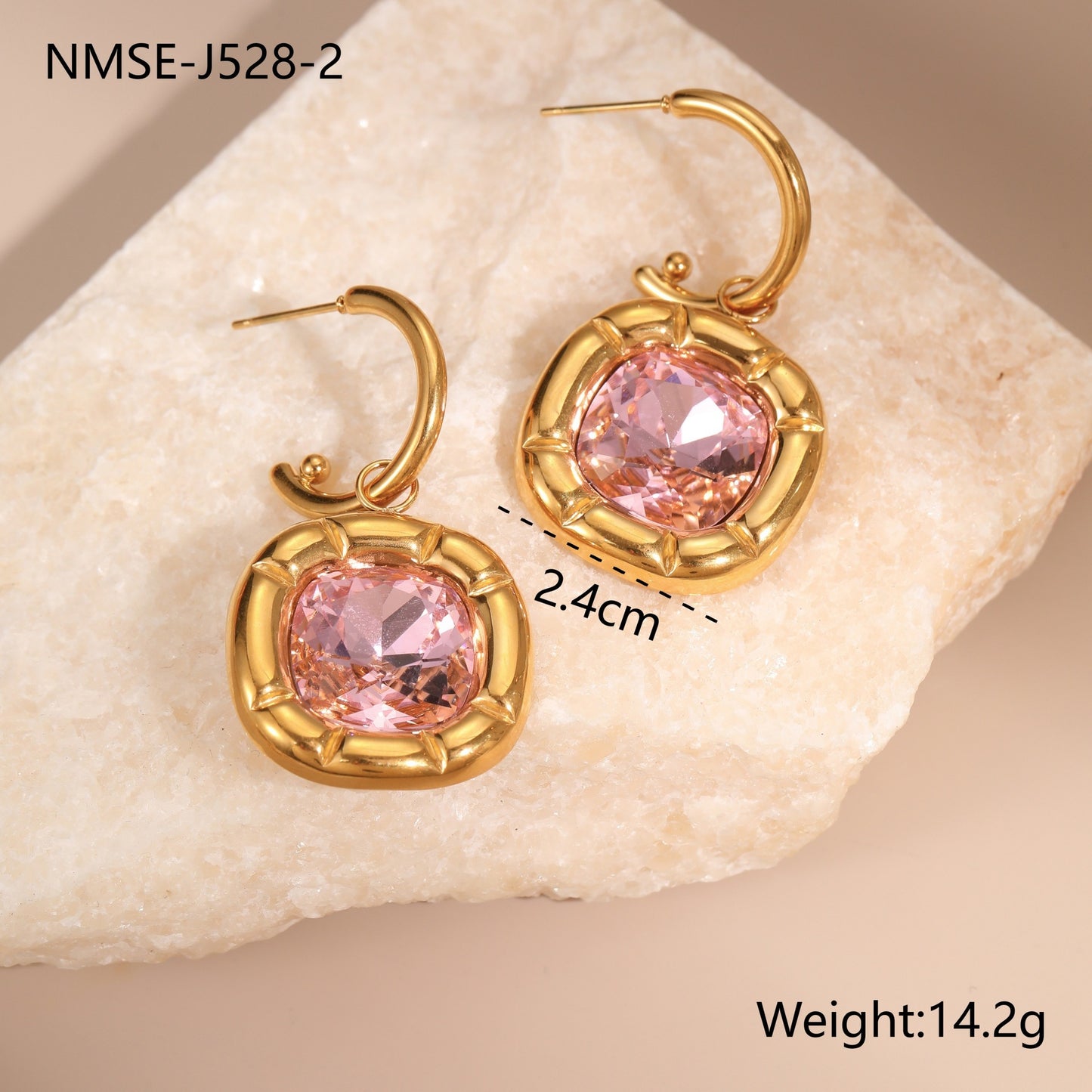 Orecchini a Cerchio Geometrici in Acciaio Inossidabile con Placcatura in Oro 18K e Intarsio di Zirconi Colorati da Donna