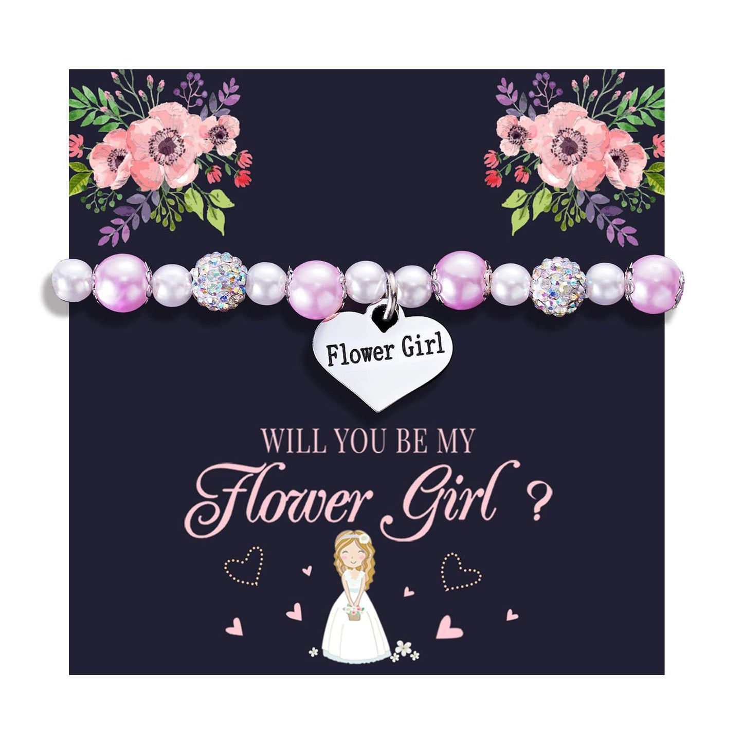 Sweet Heart Shape Resin Pearl Rhinestone Bracelet for Unisex