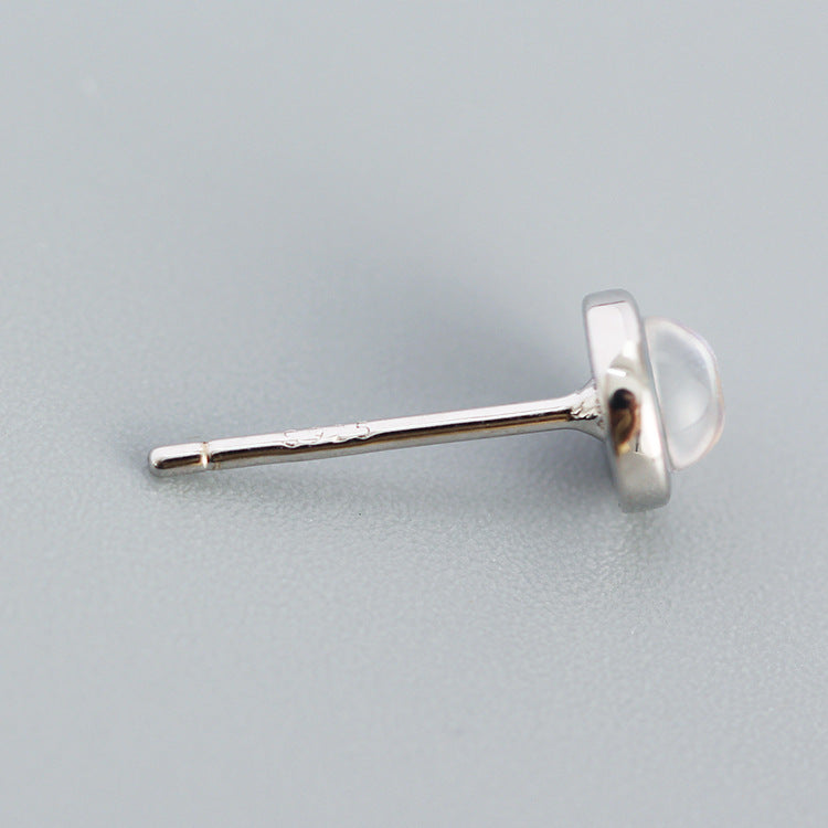 Minimalist Geometric S925 Sterling Silver Stud Earrings with Agate and Turquoise Accents