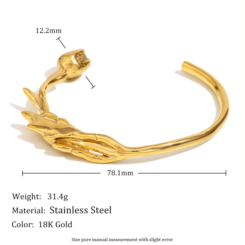 Bracciale alla moda minimalista con farfalla fiocco stella luna vuota fiore in acciaio inossidabile placcato oro 18K