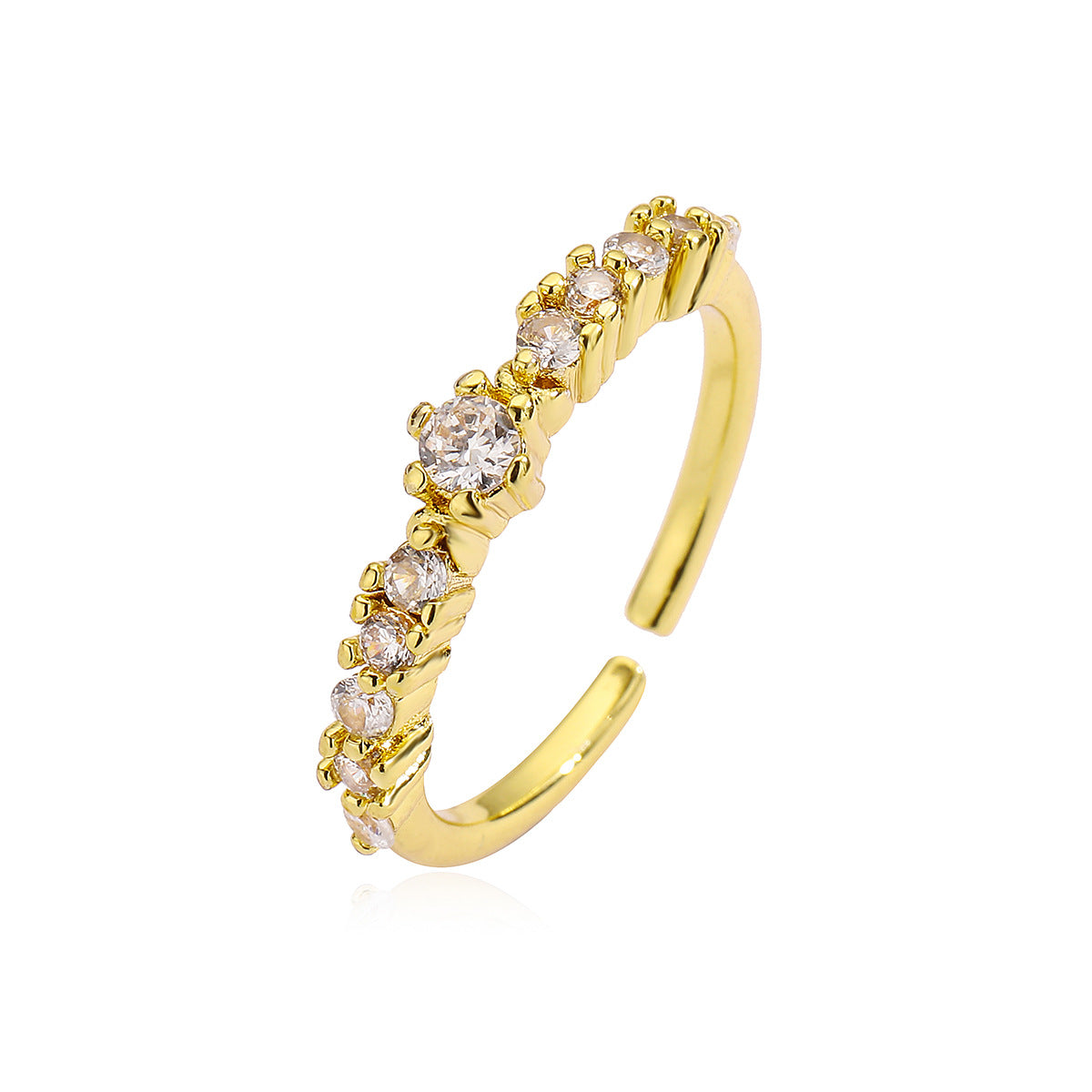 Minimalist Geometric Open Ring for Women in Copper with Micro-Paved Zirconia