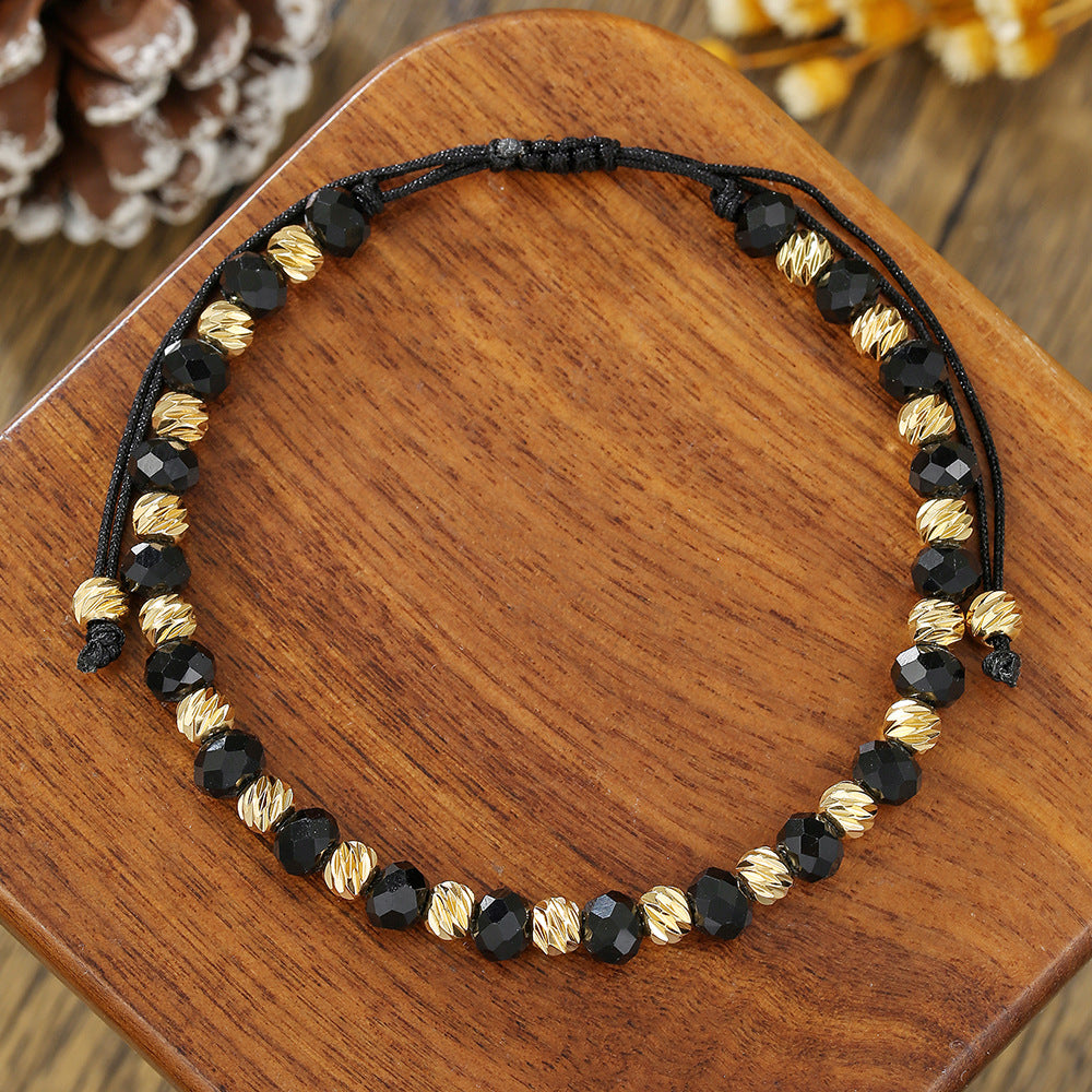 Minimalist Bohemian Cross Heart Geometric Handmade Crystal Pearl Beaded Bracelet
