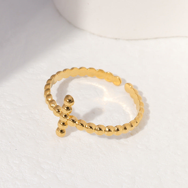 Minimalist Geometric Titanium Steel Open Ring for Women with Plated Finish