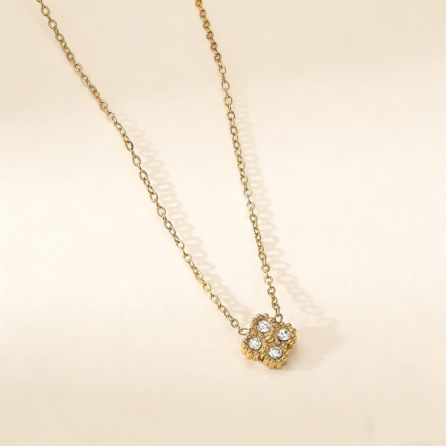 Elegant Rhinestone Floral Titanium Steel Plated Jewelry Set for Women