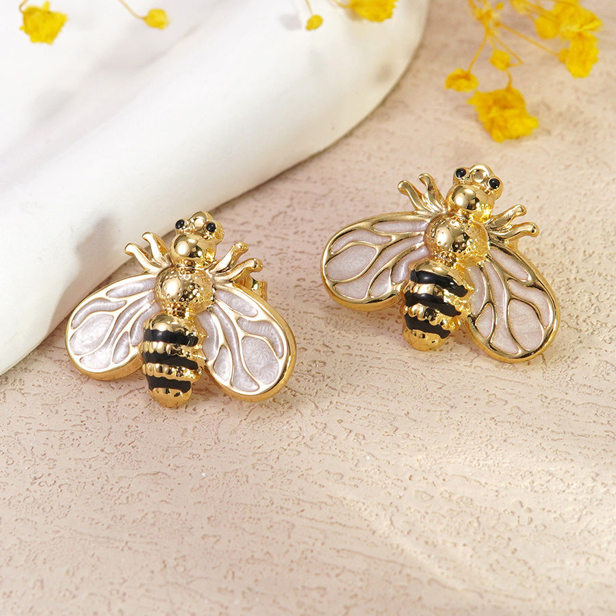 Sweet Colorful Drip Oil Animal Stainless Steel Earrings