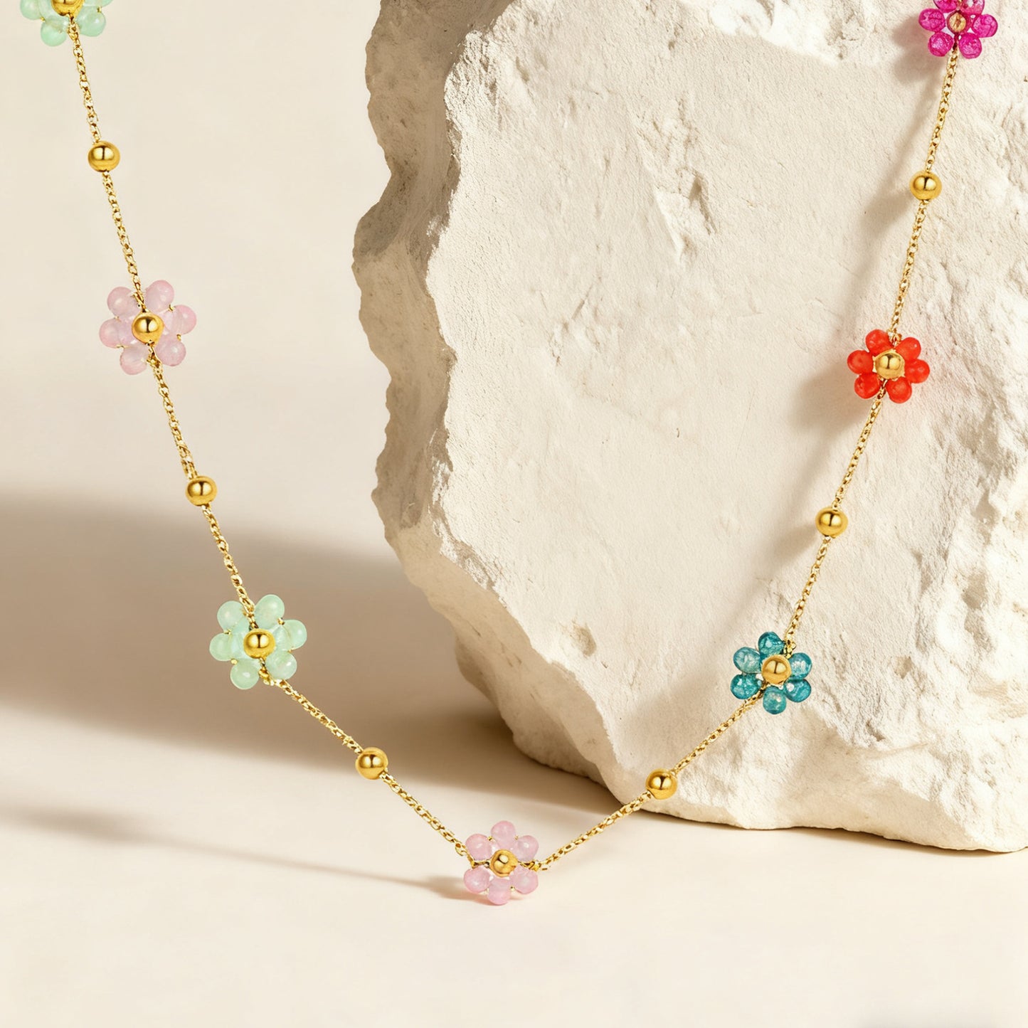 Sweet Floral Plated Stainless Steel Bracelet for Women