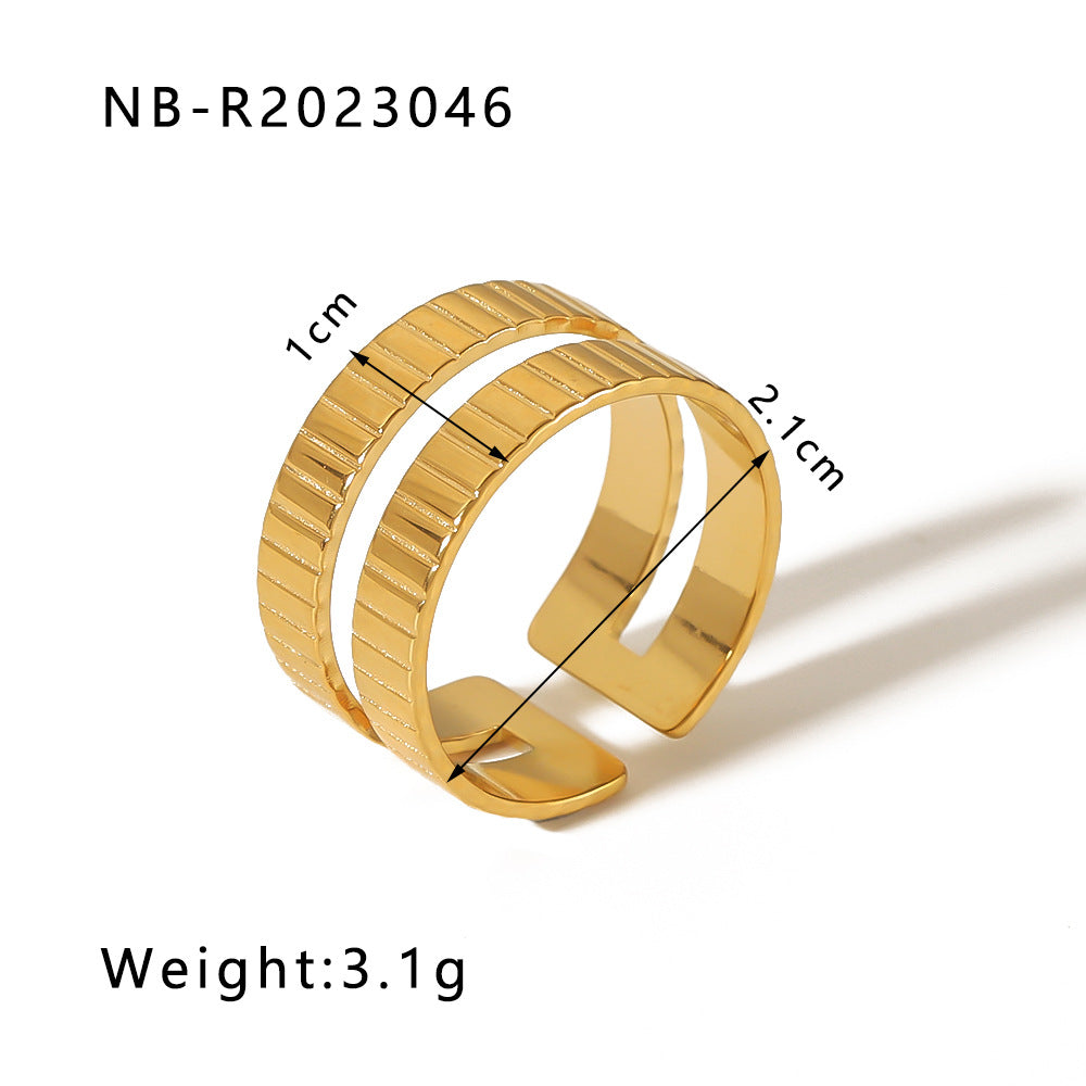 Minimalist Heart-Shaped Geometric Stainless Steel Open Ring for Women with 18K Vacuum Plating Finish