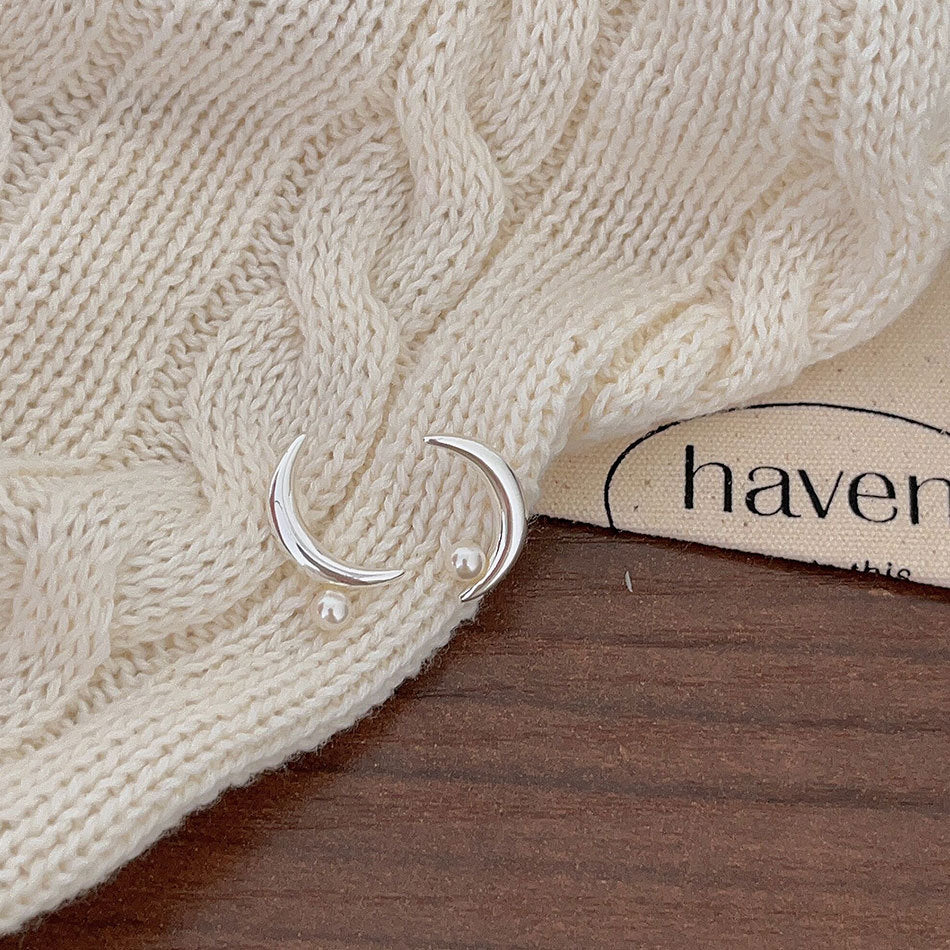 Orecchini a Goccia Luna in Argento Sterling 925 con Perle Intarsiate