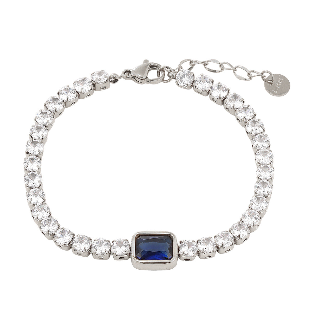 Elegante pulsera geométrica cuadrada de titanio con diamantes de imitación para mujer, con acabado chapado y atractivo minimalista de lujo