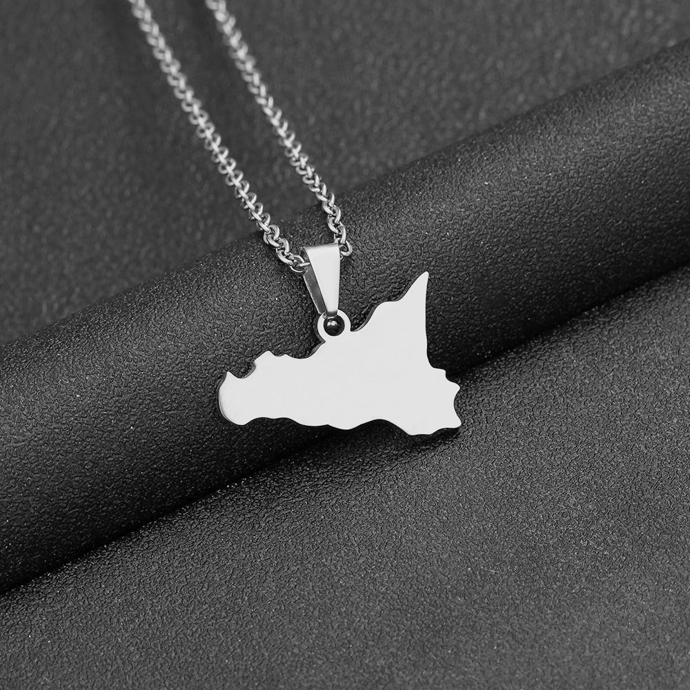 Collar con colgante geométrico de acero inoxidable con dije de acero de titanio y acabado chapado para mujeres y hombres