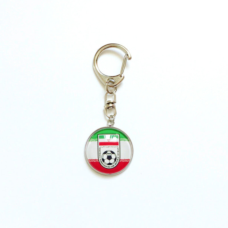 Sporty Round Stainless Steel Keychain National Football Team Souvenir Gift