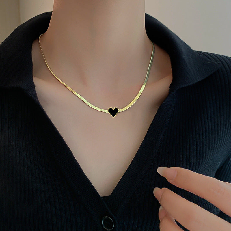 Minimalist Titanium Steel Heart Geometric Collar Necklace for Unisex