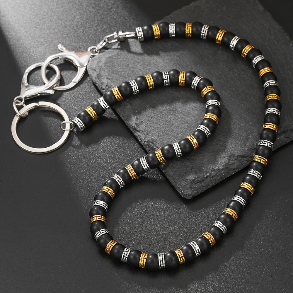 Vintage Punk Bohemian Polished Glass Bead Waist Chain Unisex Belt