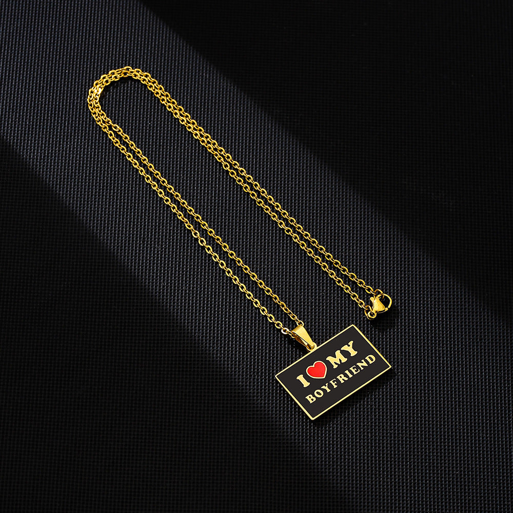 Elegant Geometric Stainless Steel Letter Pendant Necklace with Plated Finish for Men and Women