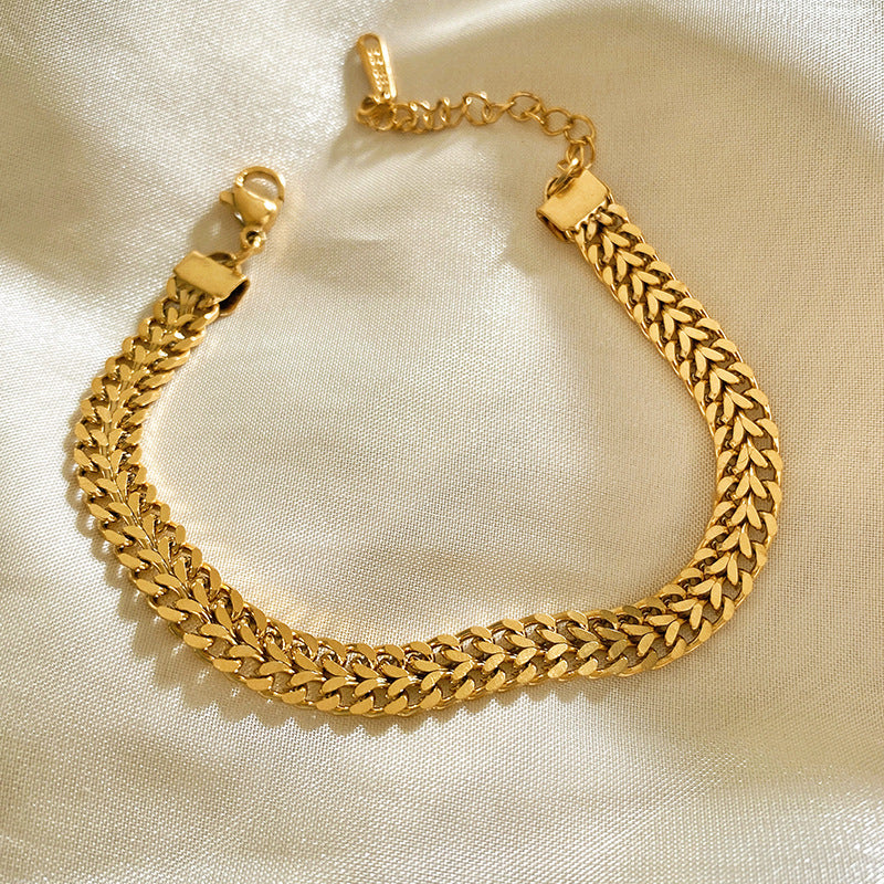 Vintage Minimalist Luxury Round Geometric Plated Titanium Steel Bracelet