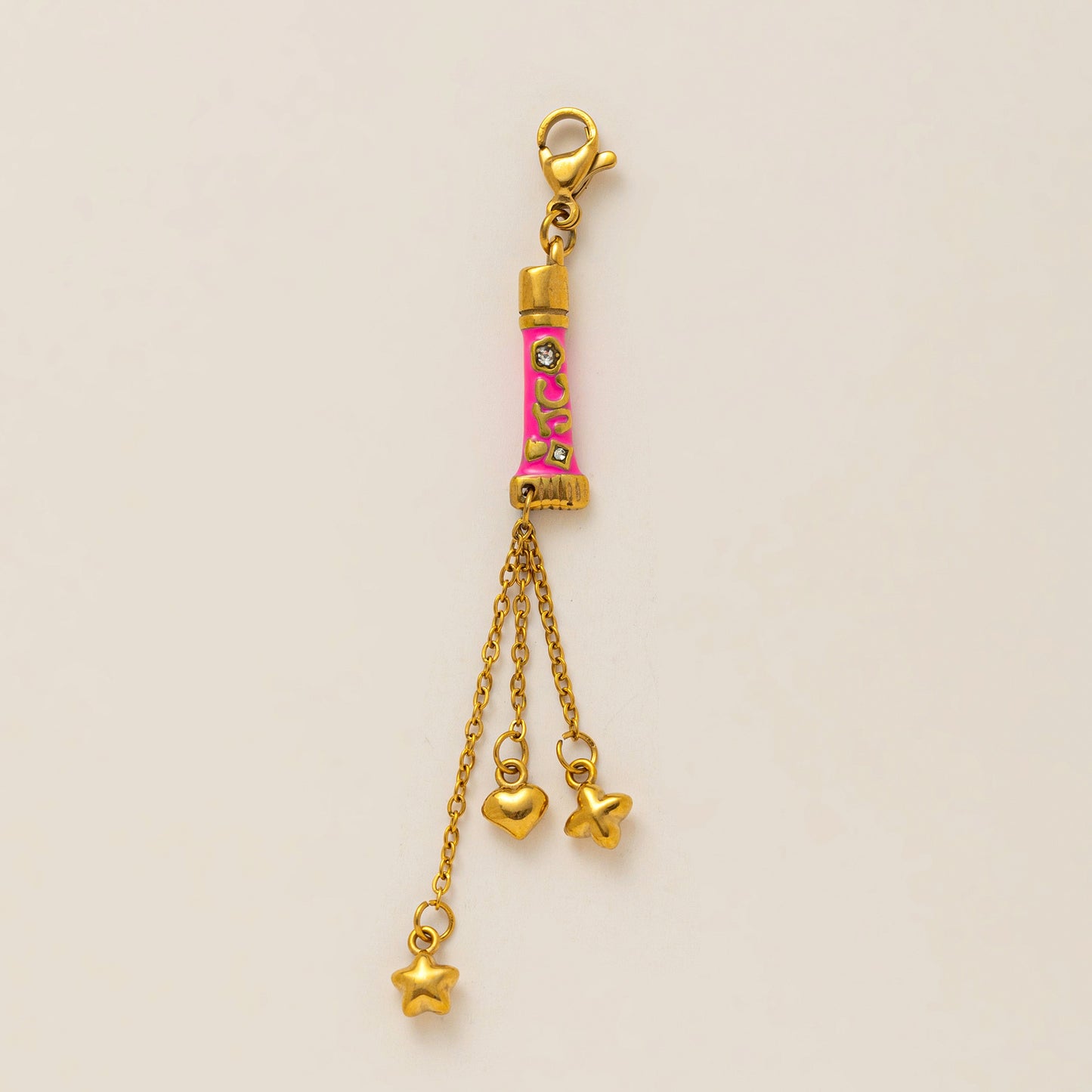 Vintage 18K Gold Plated Stainless Steel Heart Geometric Charm Bar PVD Unisex