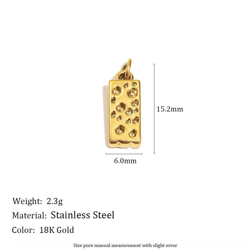 18K Gold Plated Stainless Steel Geometric Donut Charm Bar