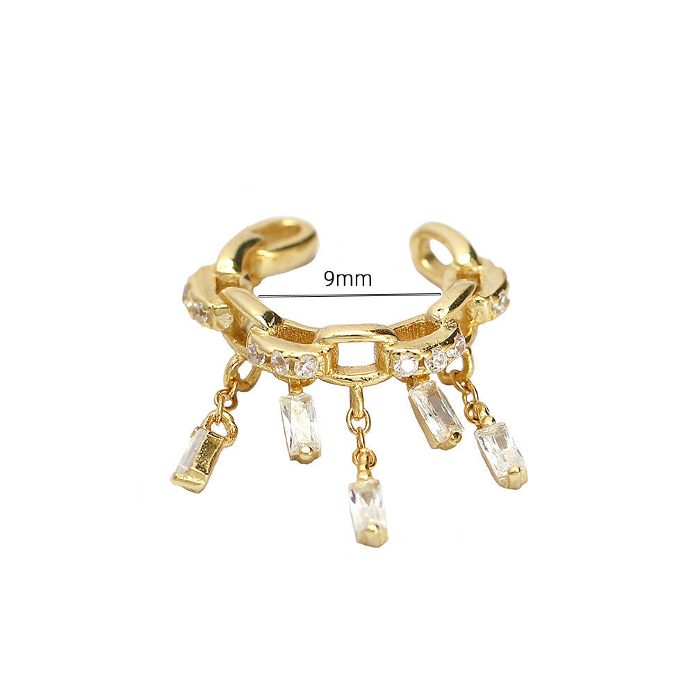 Orecchini a Clip in Argento Sterling S925, Geometrici, Dolci e Audaci, con Nappa, da Donna