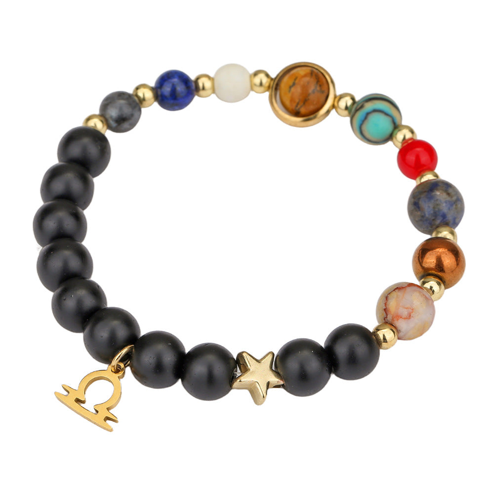 Constellation Geometric Stainless Steel and Alloy Beaded Bracelet with Natural Gemstone for Unisex