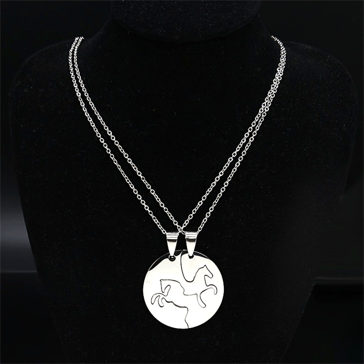 Minimalist Stainless Steel Pendant Necklace with Titanium Steel Charm on Pearl Chain for Unisex Everyday Wear