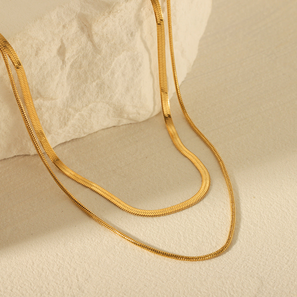 Minimalist Geometric Stainless Steel Snake Chain Necklace with Plated Finish for Women