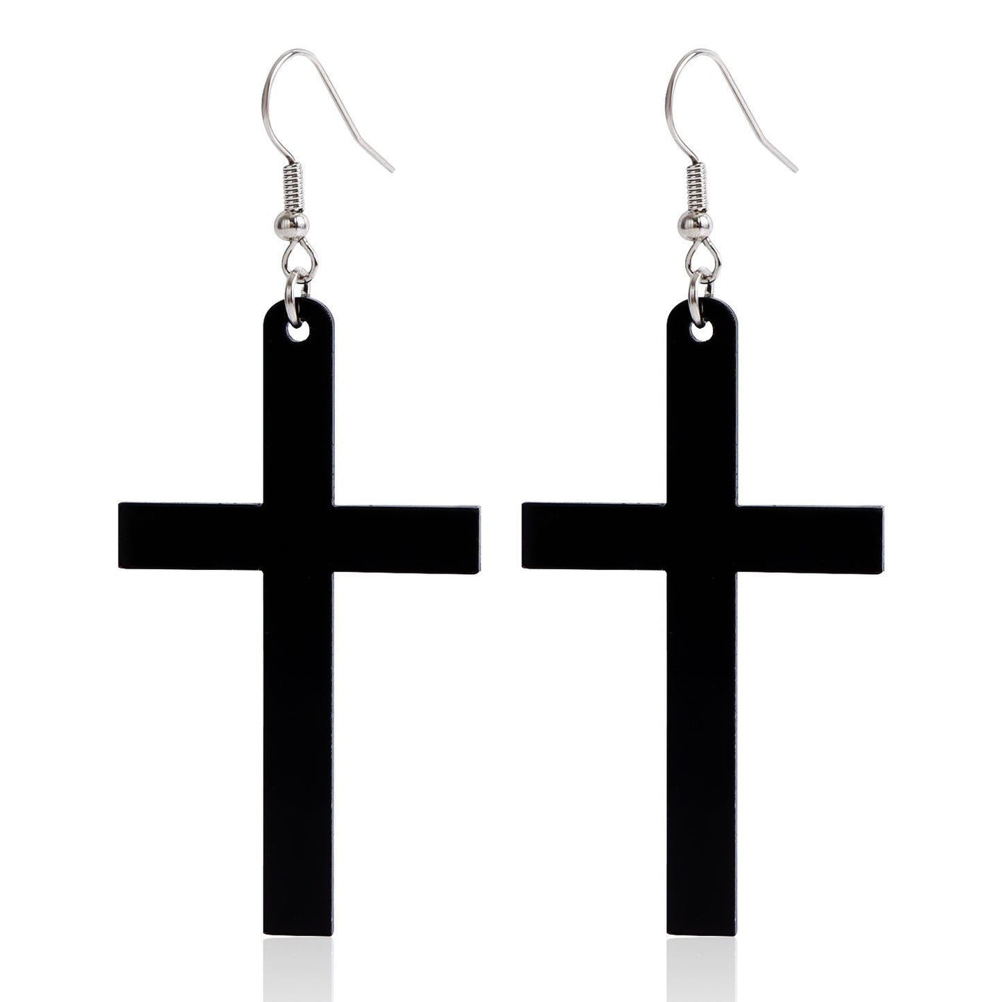 Vintage Geometric Long Black Resin Cross Earrings for Women with Plated Alloy Finish