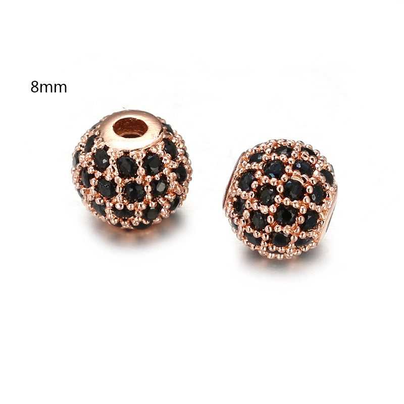 8mm Round Brass Cubic Zirconia Bead Pendant