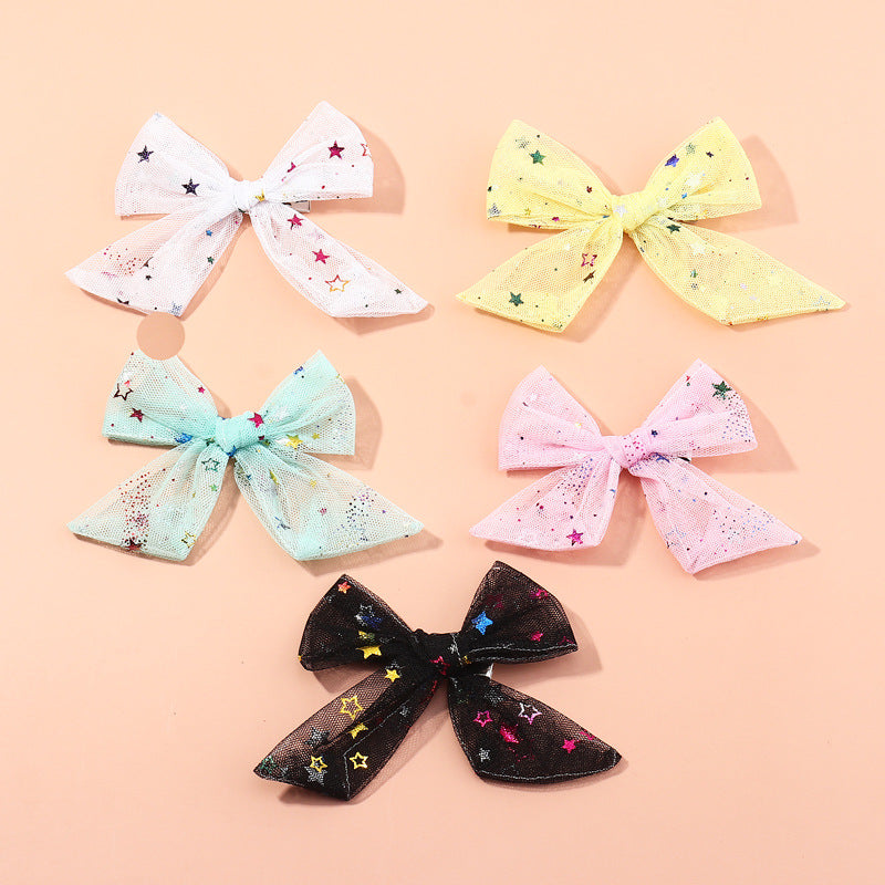 Set di fermagli per capelli con fiocco a fumetto a forma di farfalla in tulle a rete e paillettes per bambine dai 6 ai 10 anni
